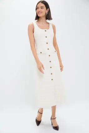 Sleeveless Cream Tweed Ingrid Dress