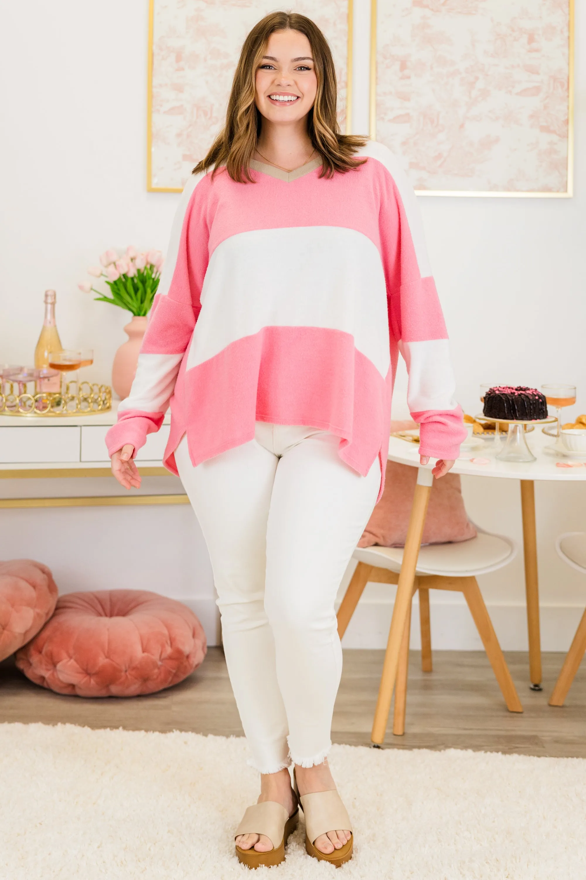 Smooth Days Ahead Pullover, Pink