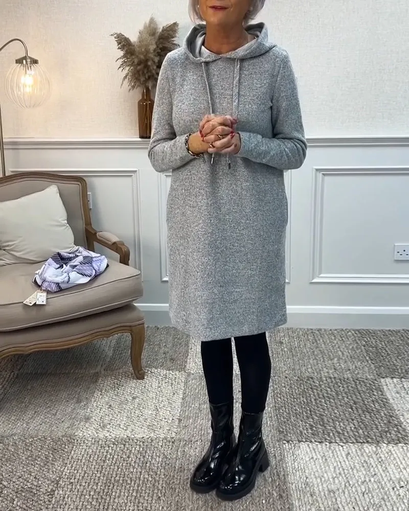 Solid color hooded simple dress