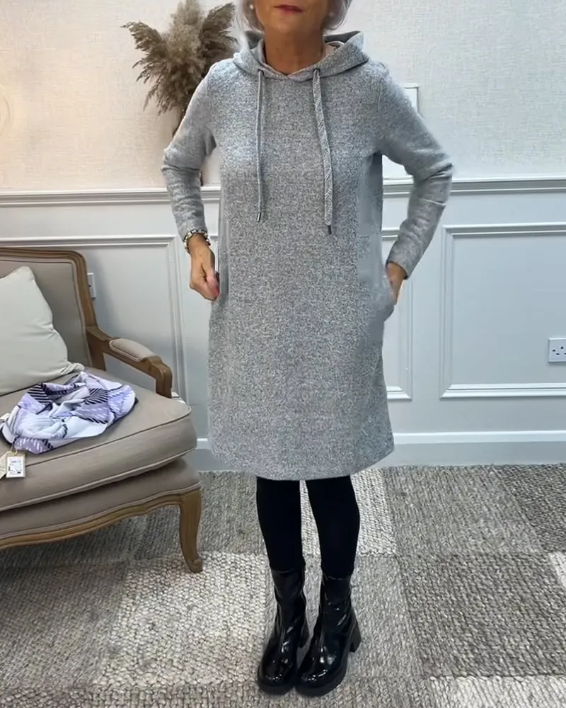 Solid color hooded simple dress