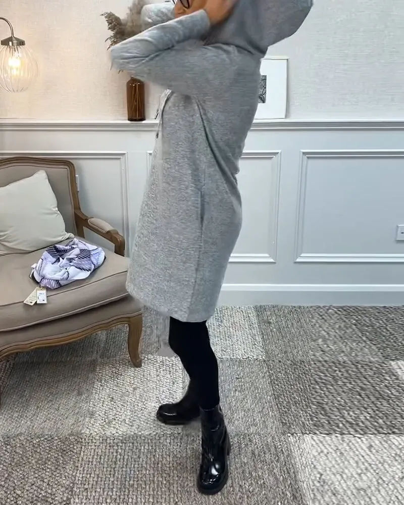 Solid color hooded simple dress