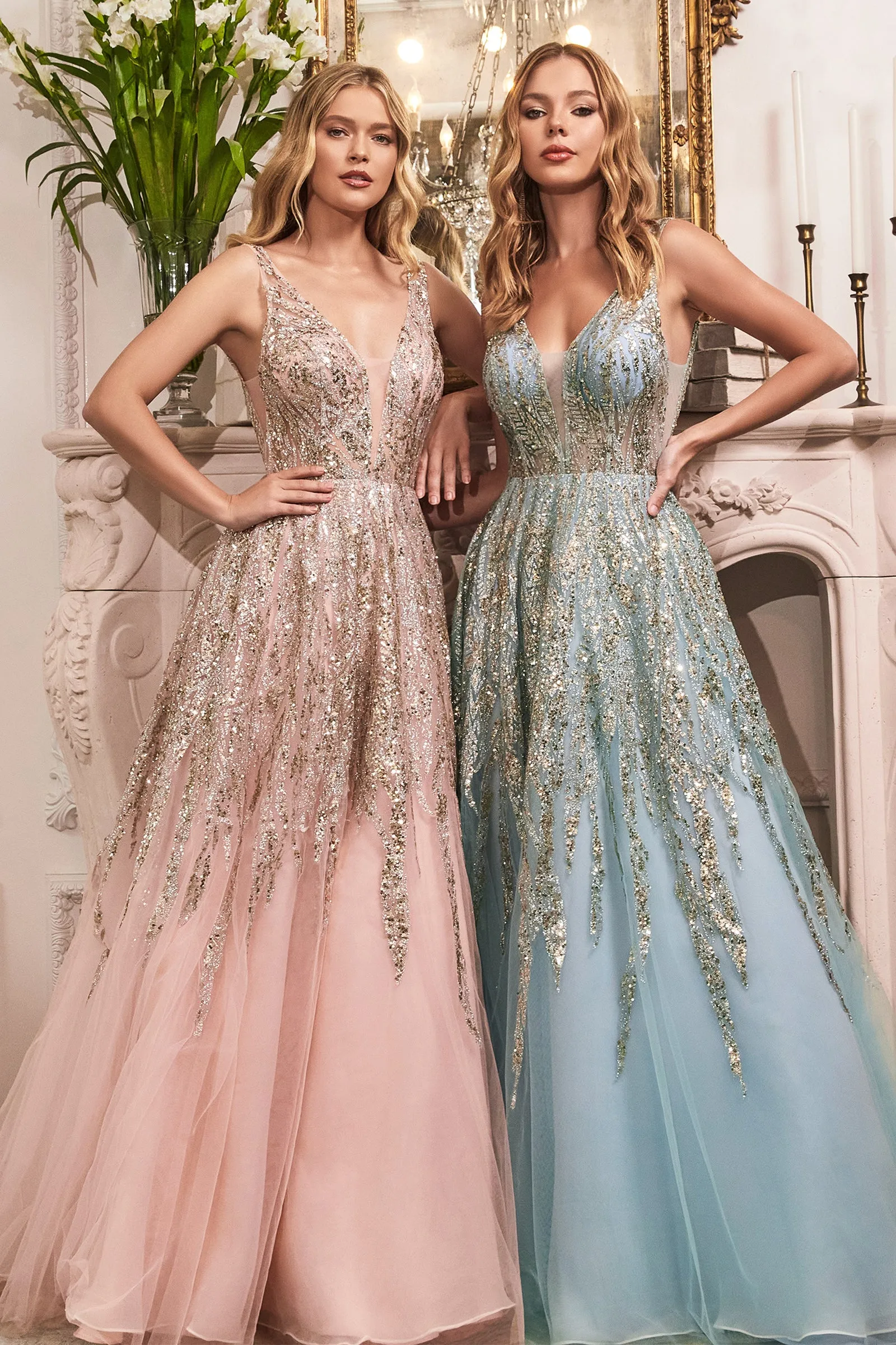 Stellar | Beaded Shimmer Ball Gown | LaDivine C135