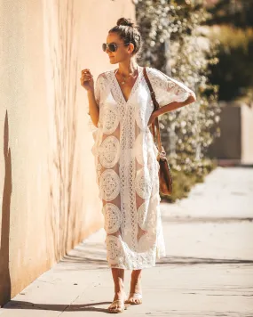 TastyHottie - Unique Lace Split V-neck Maxi Cover-up Dress