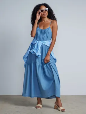Tencel Tiered Waist-Tie Maxi Dress