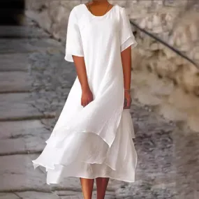White Elegant Chiffon Dress MMt51