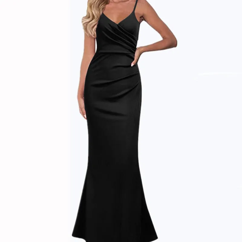 XAKXX  2025 evening dresses can be worn in all seasons, simple sleeveless suspender dresses, slim and slim, light and familiar Internet celebrity dresses