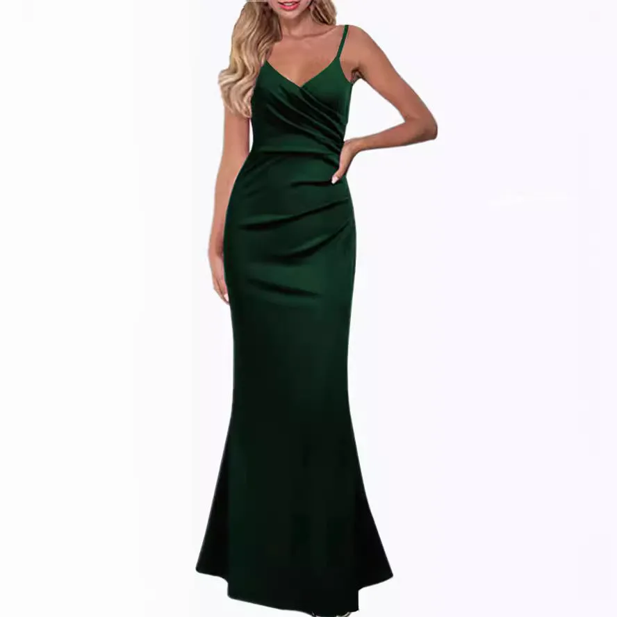 XAKXX  2025 evening dresses can be worn in all seasons, simple sleeveless suspender dresses, slim and slim, light and familiar Internet celebrity dresses